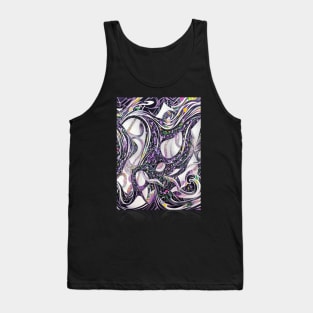 Spiral Galaxy Drawing Black Hearts Stars Tank Top